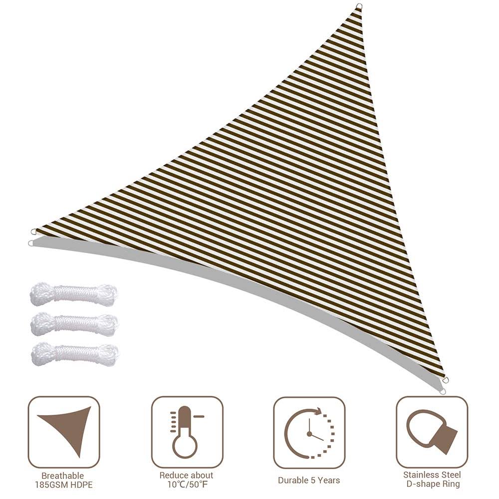 Brown White Triangle Sun Sail Shade Canopy W378386
