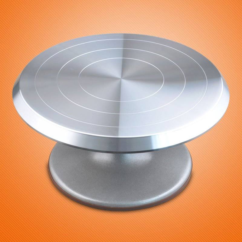 Silver Aluminum Alloy Rotating Cake Turntable Stand P322691