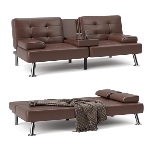 Dark Gray Linen Fabric Reversible Convertible Sofa Bed with Storage Chaise U9280
