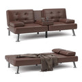 Dark Gray Linen Fabric Reversible Convertible Sofa Bed with Storage Chaise U9280