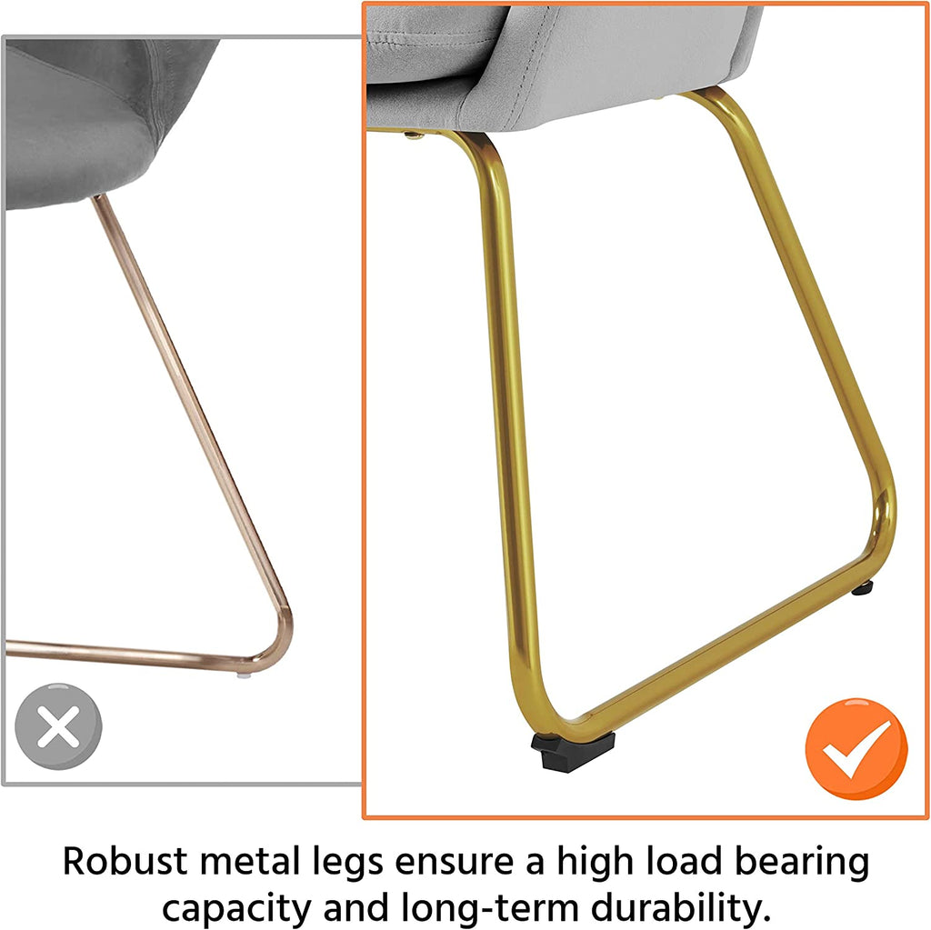 Gray Velvet Armchair with Golden Metal Legs W792
