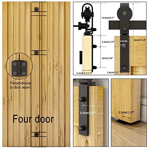 Black Track Bi-Folding Sliding Barn Door Hardware Kit Z683867