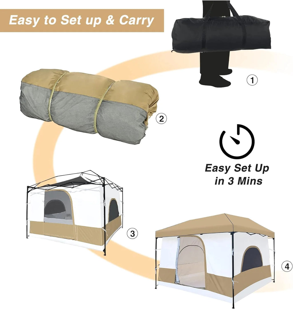 10' x 10' Khaki Camping Inner Tent Square Tent with Full Floor W257387