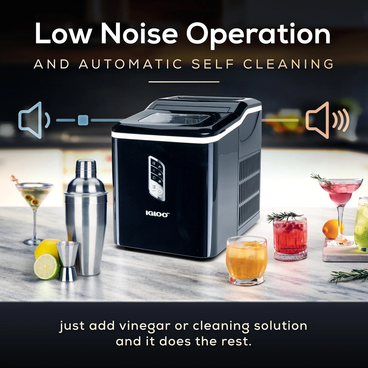 Black 26-Pound Automatic Self-Cleaning Ice Maker B4642