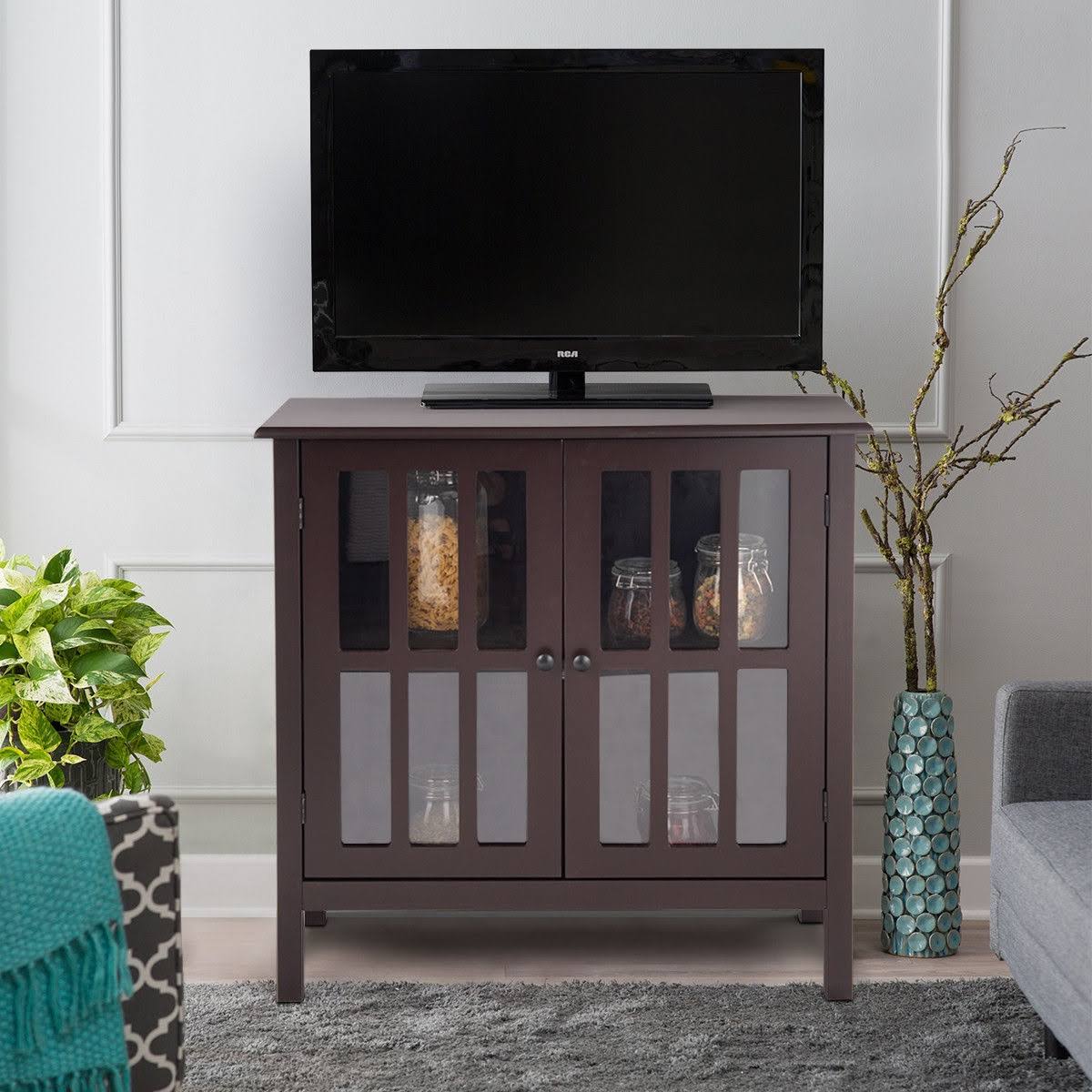 Brown Glass Door Sideboard Cabinet D7857