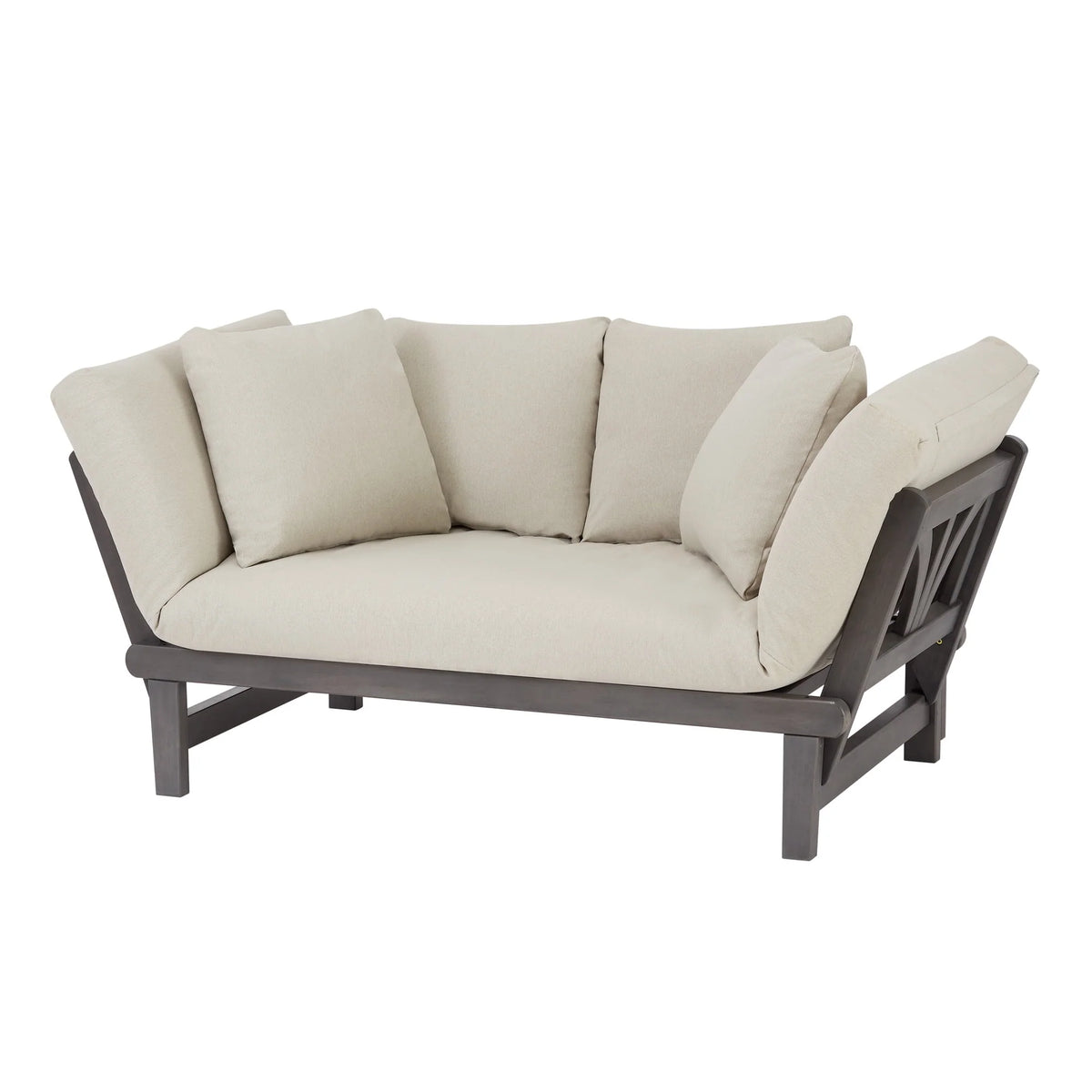 Convertible Wood Outdoor Sofa Blue Cushions X702554