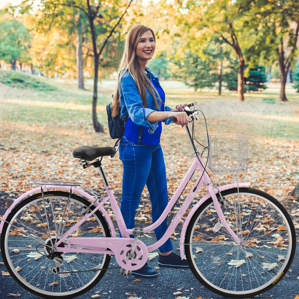 Pink 26in 7 Speed City Bike J86755