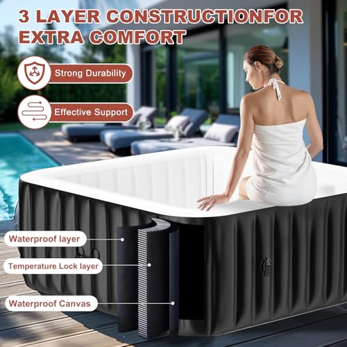 4-6 Person Inflatable Hot Tub with 130 Bubble Jets U6647