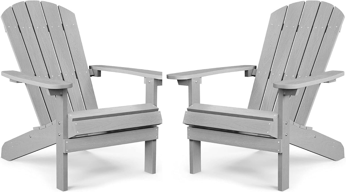 Grey Plastic Weather Resistant Adirondack Chairs Set of 4 J505