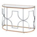 Glass Top Chrome and Gold Sofa Table W677952