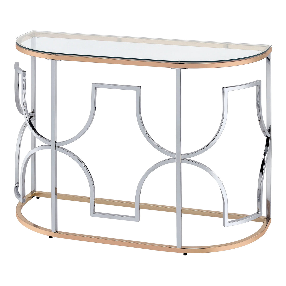 Glass Top Chrome and Gold Sofa Table W677952