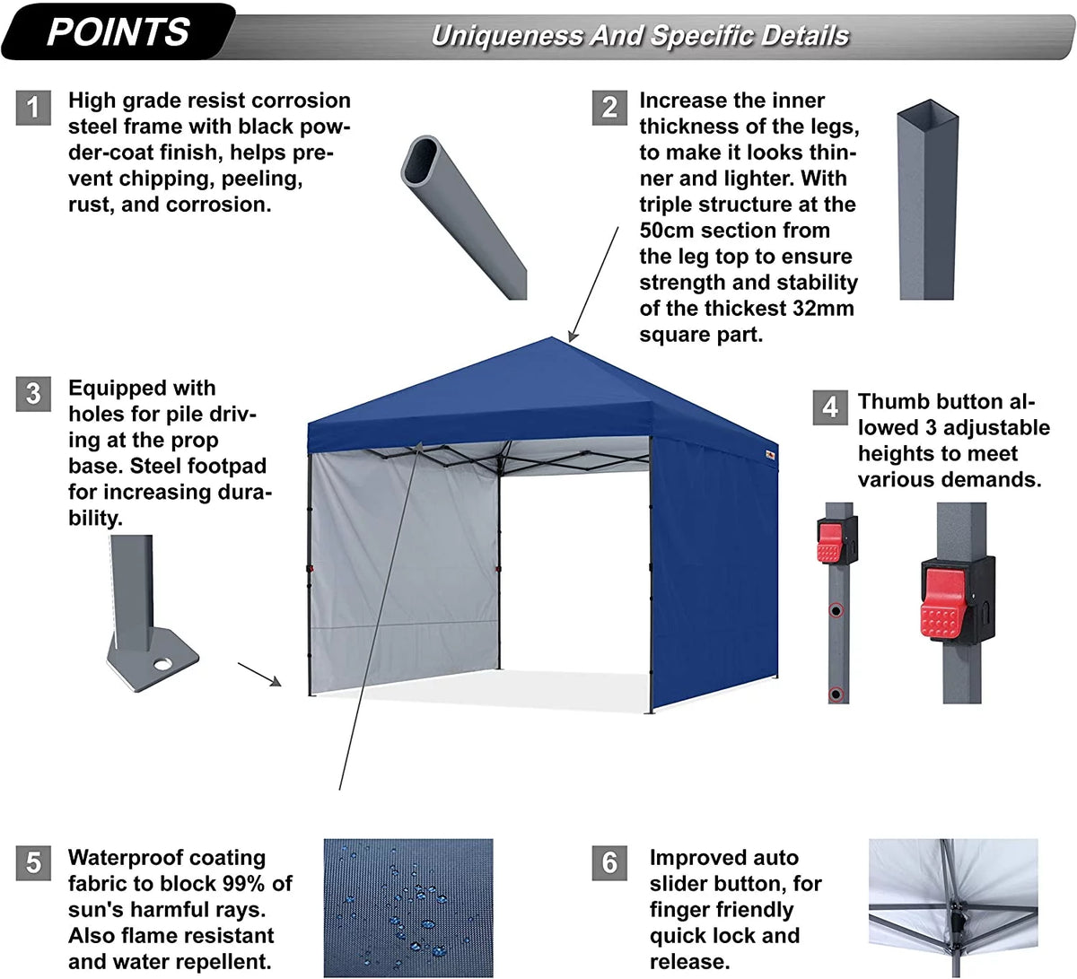 10 ft x 10 ft White Pop up Canopy Tent N7125