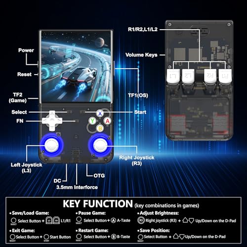 Black Handheld Retro Game Console with 4.0-Inch IPS Screen and 64GB TF Card A244124