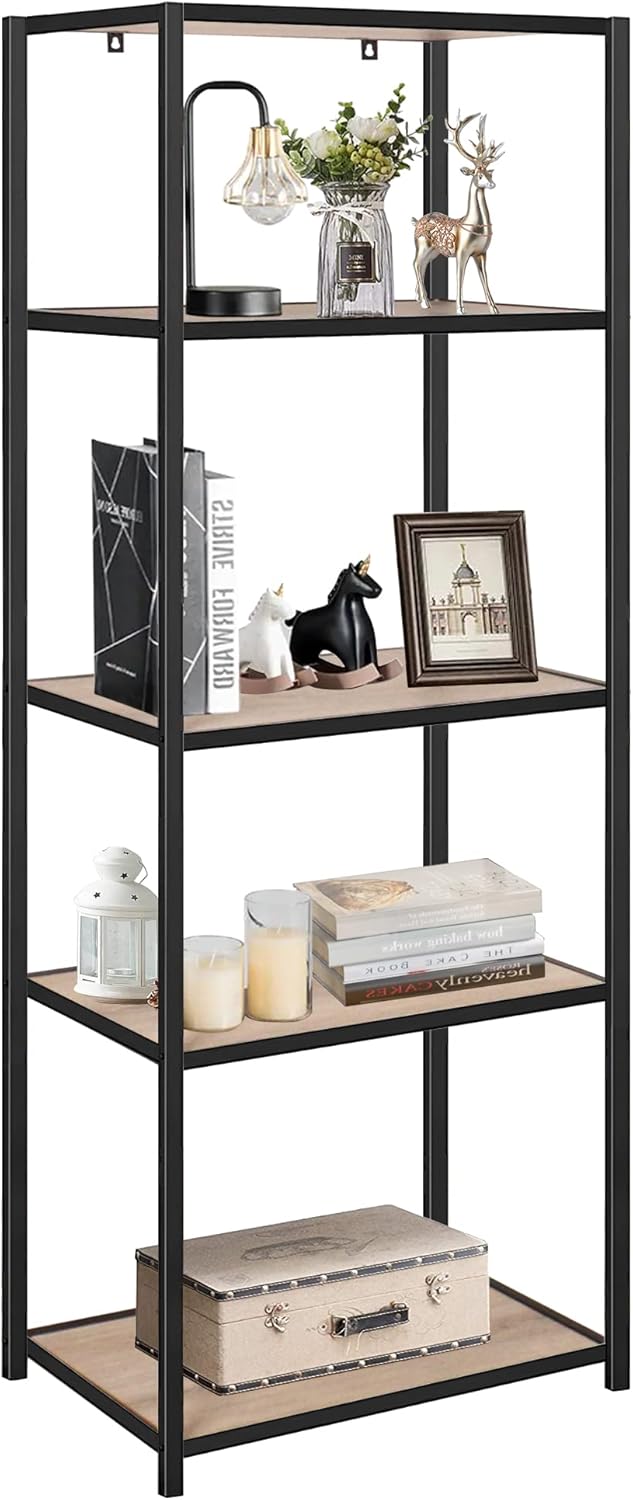 5-Tier Tall Wood Open Bookshelf U201
