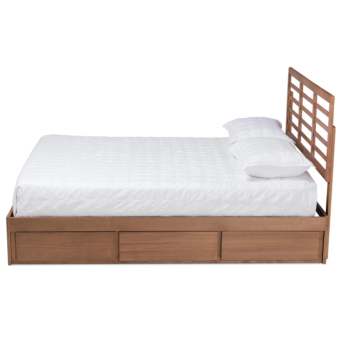 Ash Walnut Brown Wood Full Size 3-Drawer Platform Storage Bed U58091
