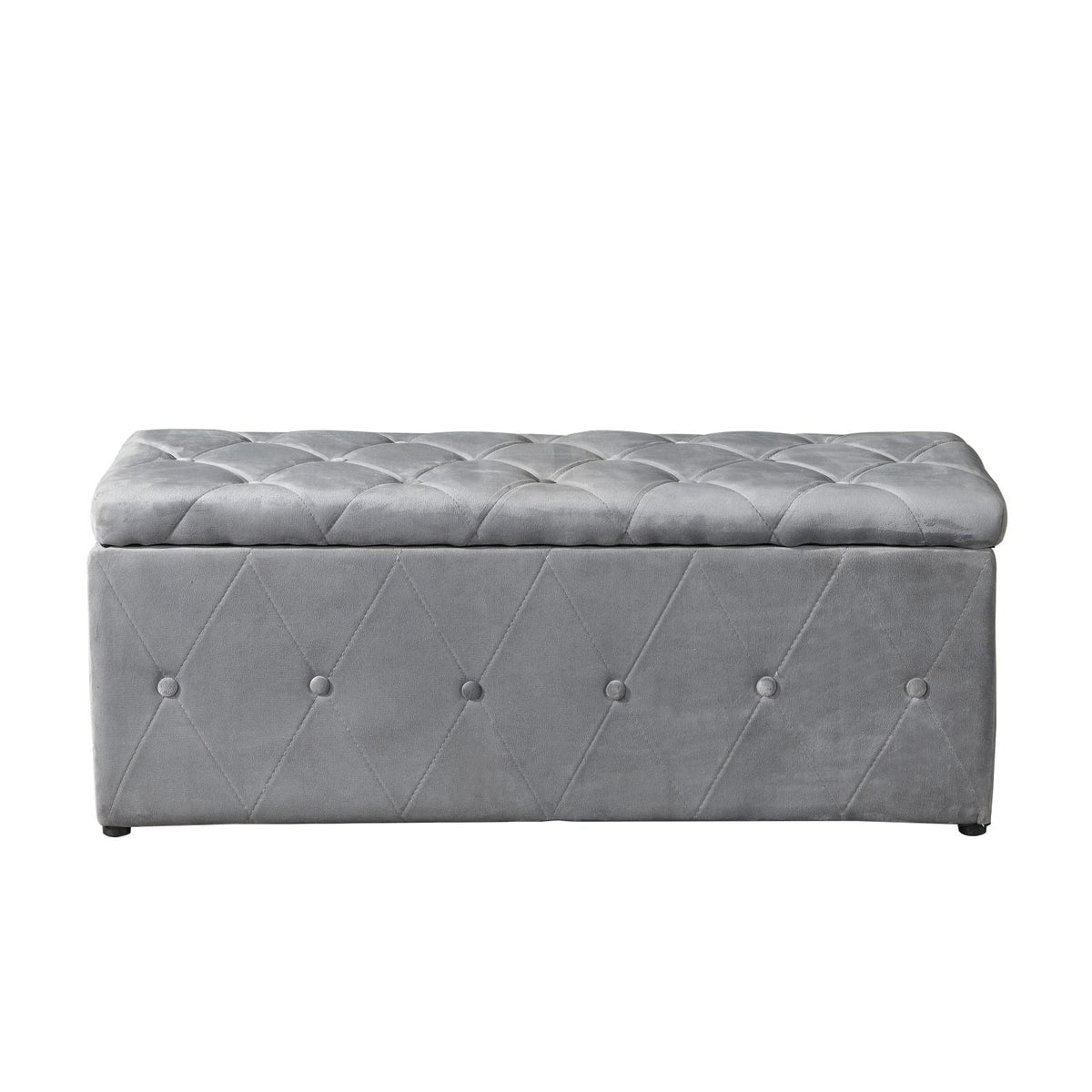 Rectangular Velvet Ottoman Storage with Lids Gray U66789