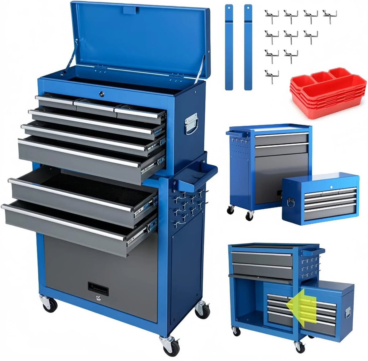 Rolling Tool Chest 8 Drawers Tool Cabinet with Wheels L611