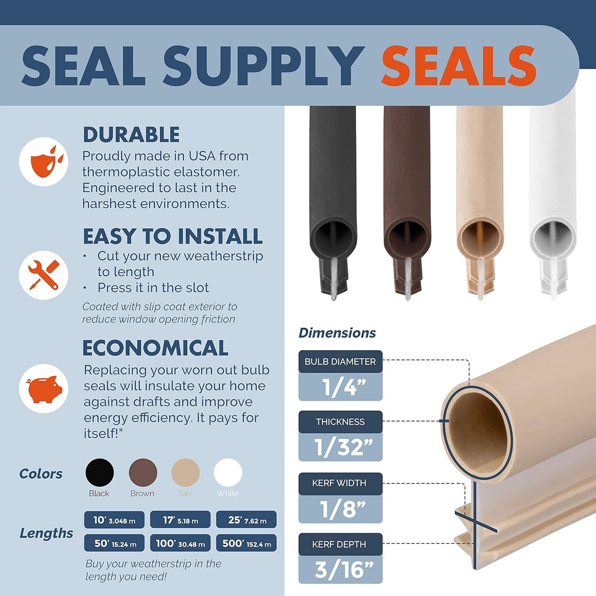 Tan 1/4" Bulb Bubble Kerf Mount Window Weatherstrip Seal B486