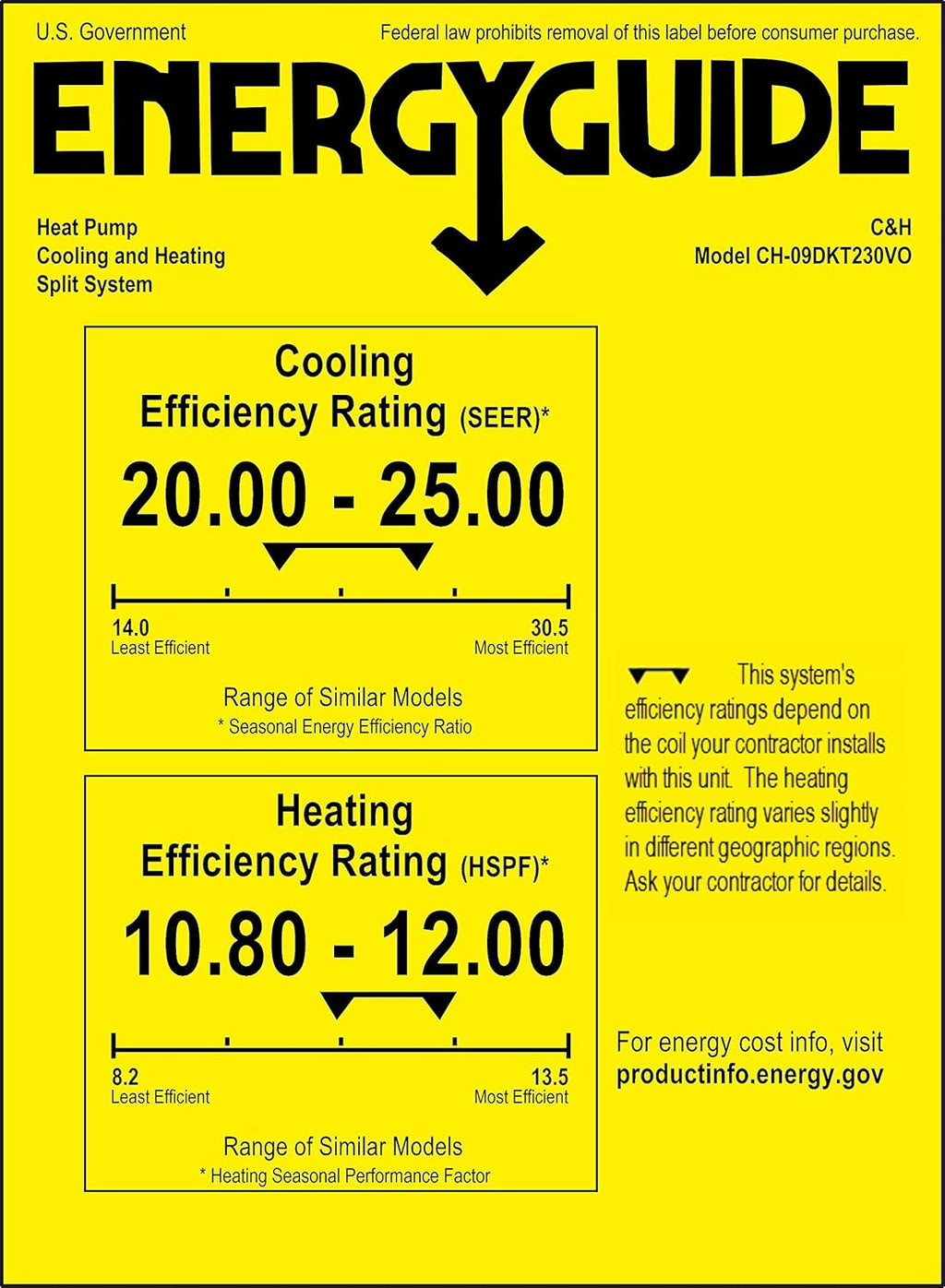 9,000 BTU 25 SEER Ductless Mini-Split Air Conditioner Heat Pump with 16FT Copper Line Set and Communication Wires D449163