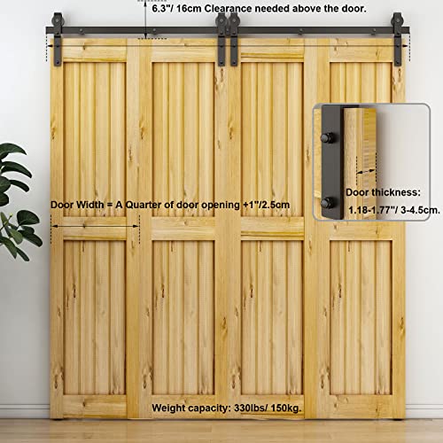 Black Track Bi-Folding Sliding Barn Door Hardware Kit Z683867
