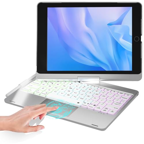 iPad 9th Generation Case with Keyboard, 360° Rotatable Backlit Keyboard with Pencil Holder for 10.2 inch iPad 9th Gen 2021/ 8th Gen 2020/ 7th Gen 2019 and iPad Air 3 / Pro 10.5" - Rose Gold N63931