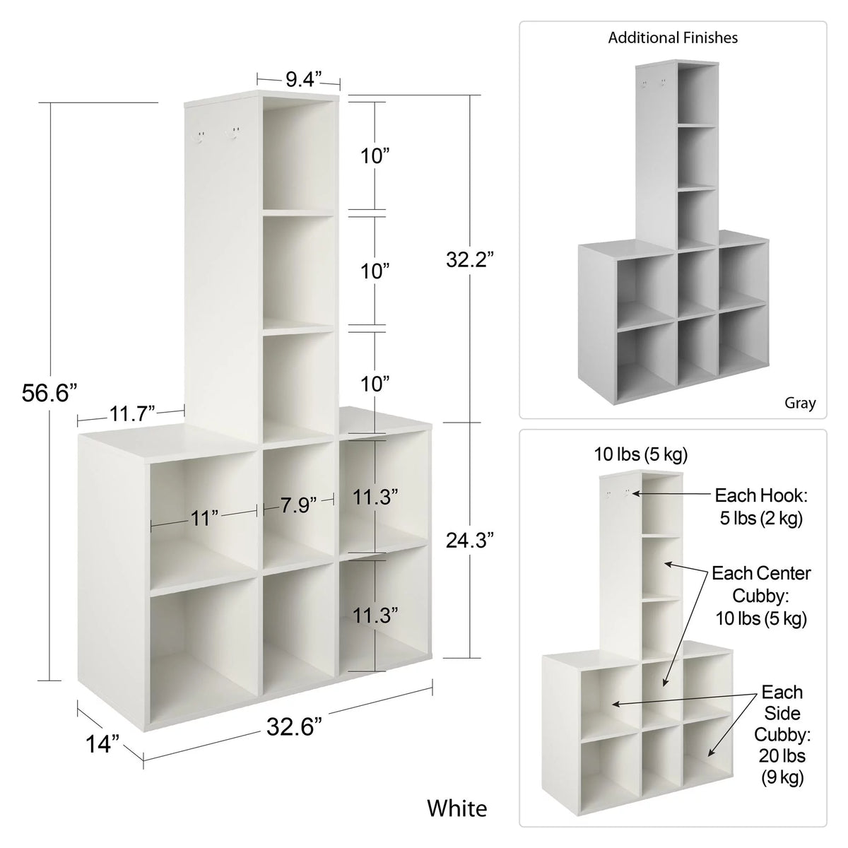 White 9 Cube Storage K14578