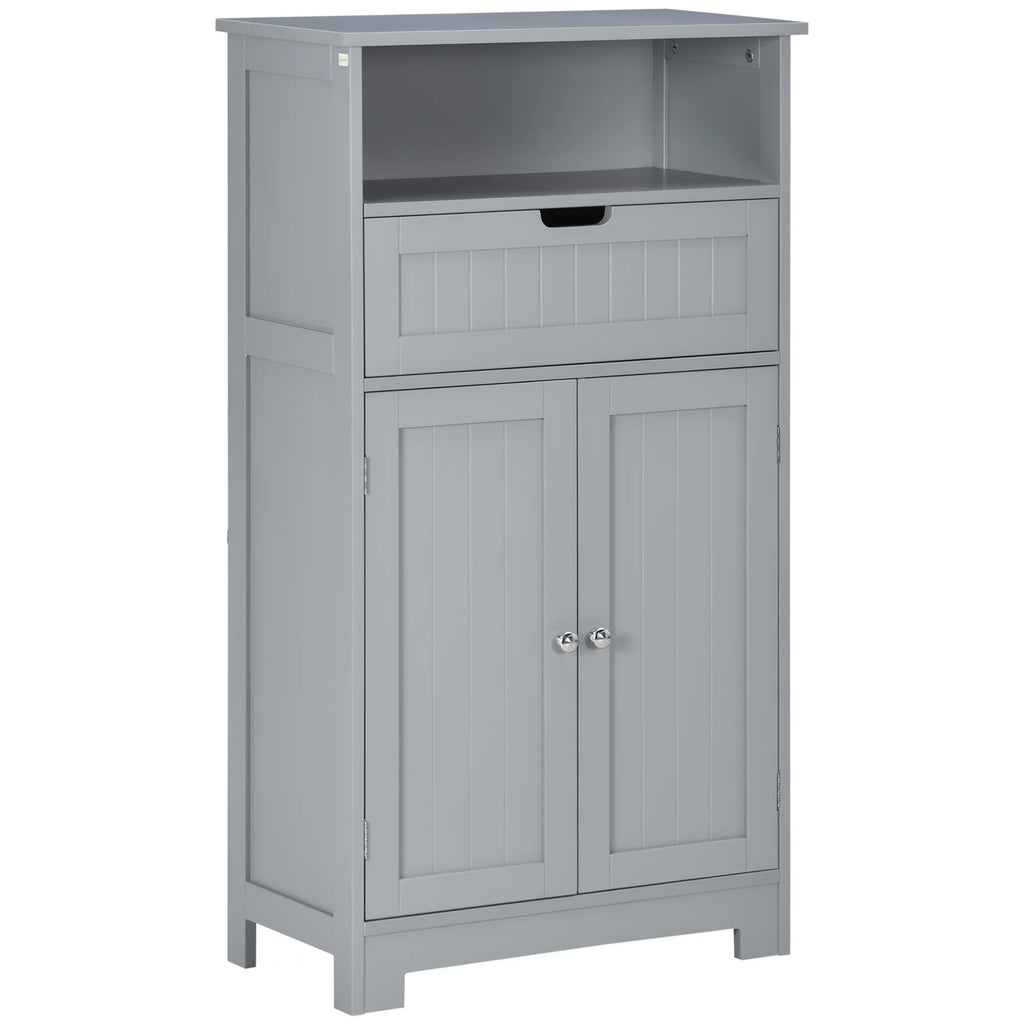 Grey Freestanding Bathroom Storage Cabinet with Drawer and Adjustable Shelf Q219