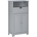 Grey Freestanding Bathroom Storage Cabinet with Drawer and Adjustable Shelf Q219