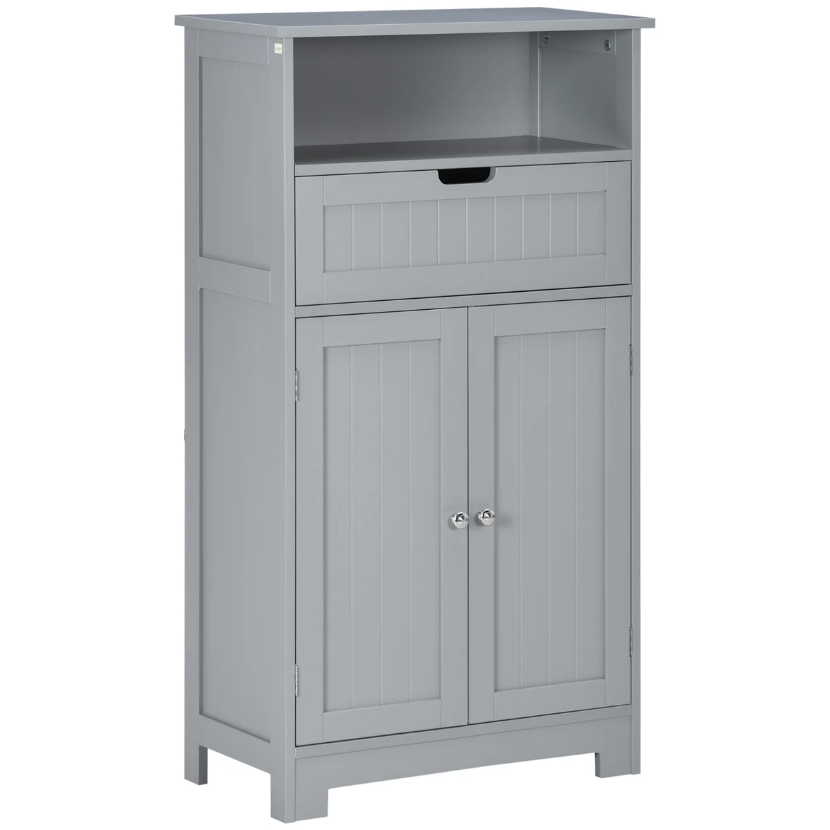 Grey Freestanding Bathroom Storage Cabinet with Drawer and Adjustable Shelf Q219