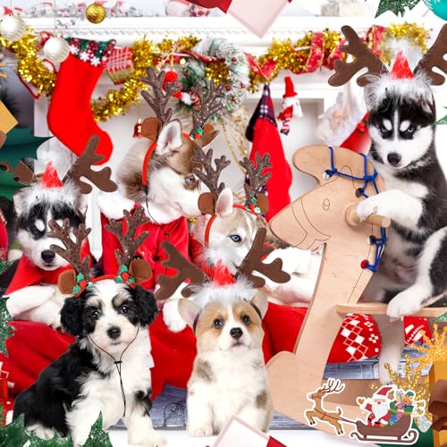 2 Pack Dog Christmas Antlers Headbands U3937