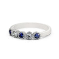 14K White Gold Eternity Band with Blue Sapphire and Diamond J183598