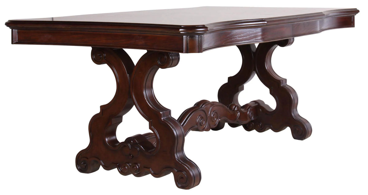 Carved Wood Double Pedestal Dining Table O292
