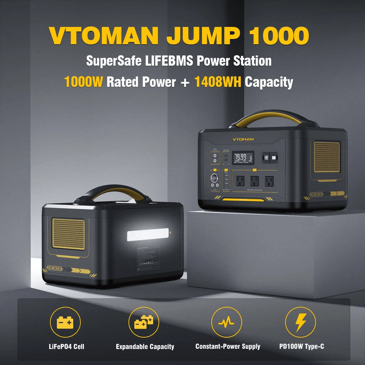 1000W Portable Power Station with 220W Solar Panels T689193