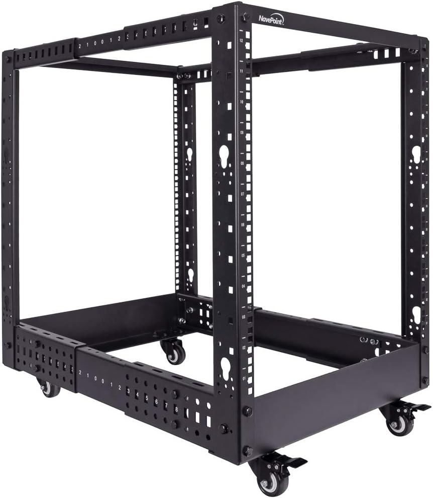 12U 4-Post Open Frame Server Rack Black B542