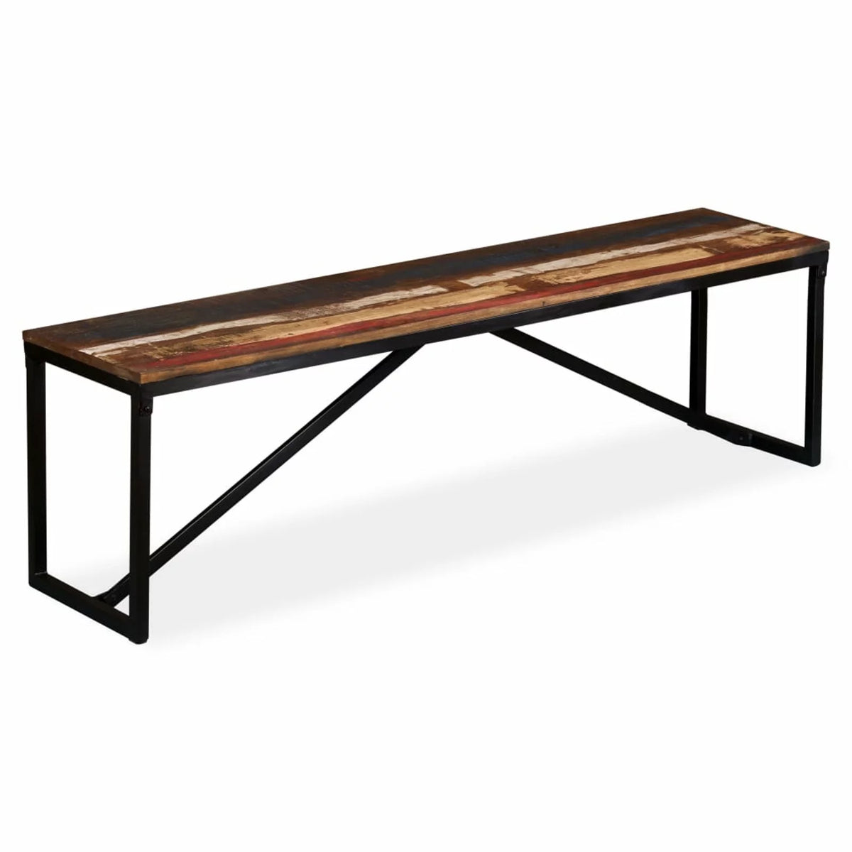 Vintage Reclaimed Wood Bench with Steel Legs O826450