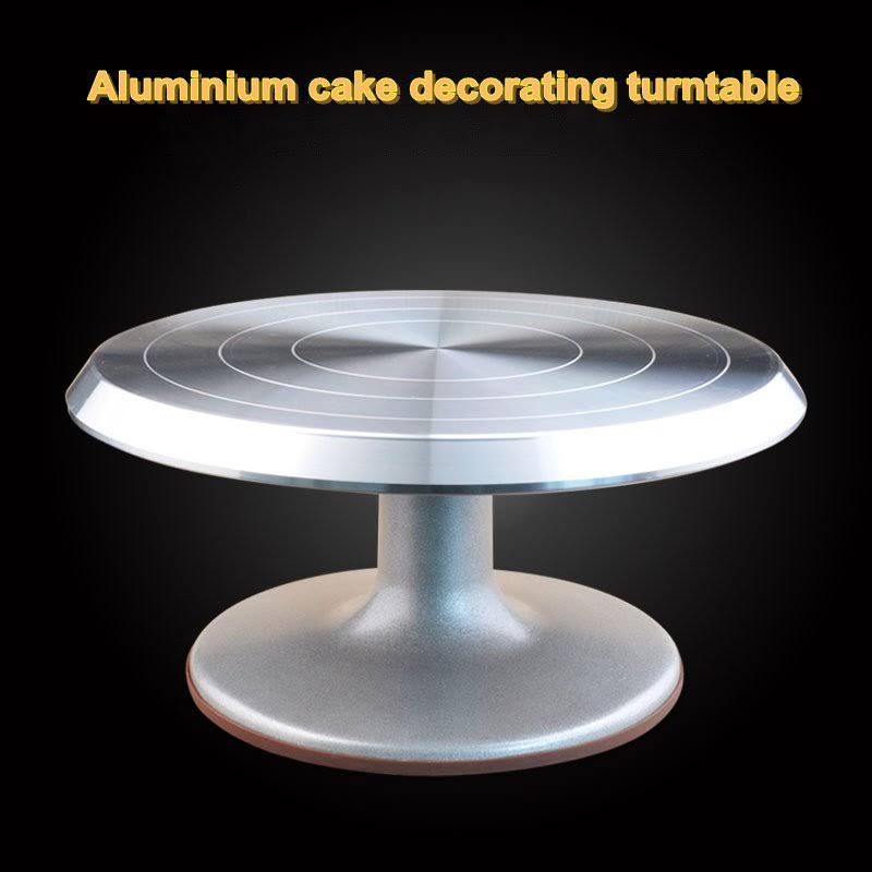 Silver Aluminum Alloy Rotating Cake Turntable Stand P322691