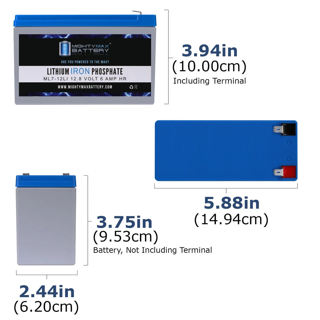 12V 7AH Lithium Replacement Battery 2 Pack C7708