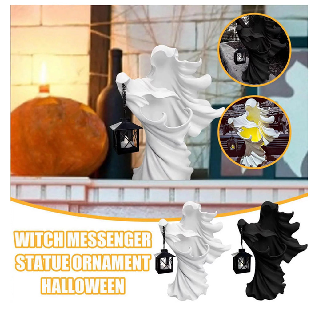 Ghost Witch Messenger with Lantern Statue Ornament A8733