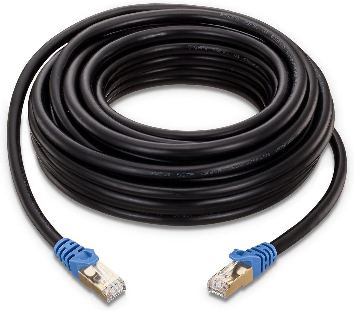 Cat7 Outdoor Ethernet Cable 150 ft Waterproof with Gold-Plated RJ45 Connector L169838