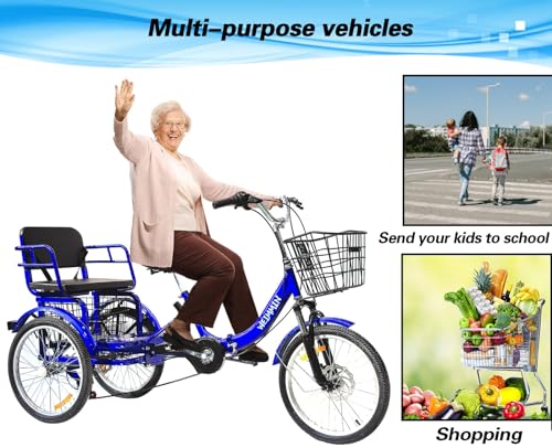 20 Inch 7 Speed Folding Adult Tricycle with Front and Rear Basket H406216
