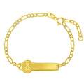 14K Yellow Gold Adjustable 6 Identification Tag Figaro Chain Bracelets H112893