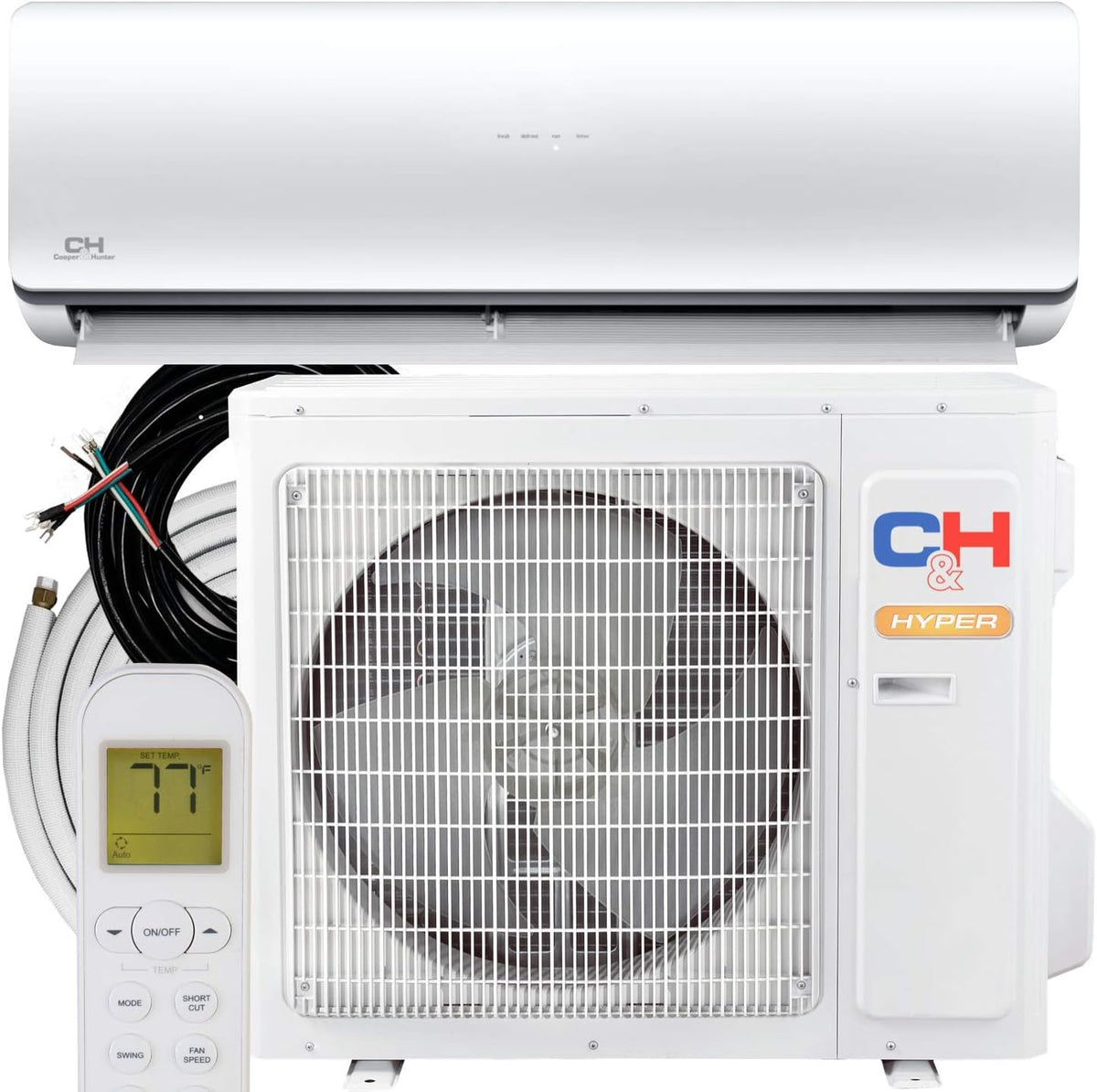 9,000 BTU 25 SEER Ductless Mini-Split Air Conditioner Heat Pump with 16FT Copper Line Set and Communication Wires D449163