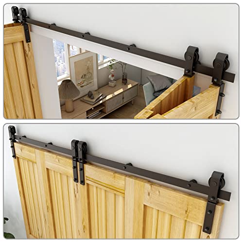 Black Track Bi-Folding Sliding Barn Door Hardware Kit Z683867