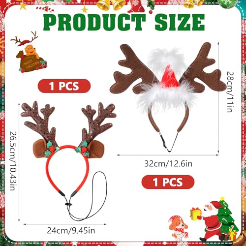 2 Pack Dog Christmas Antlers Headbands U3937
