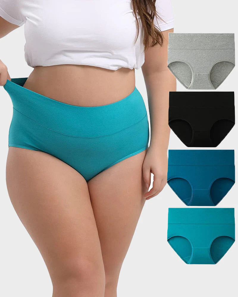 High-Waisted Full Coverage Cotton Briefs 4 Pack V237