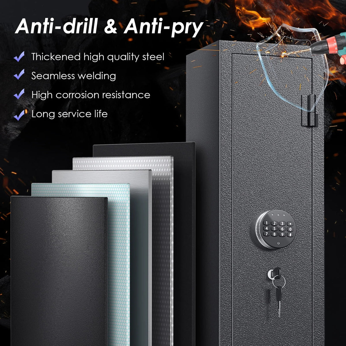 3-Gun Safe with LED Light, Digital Keypad, Alarm System G9336