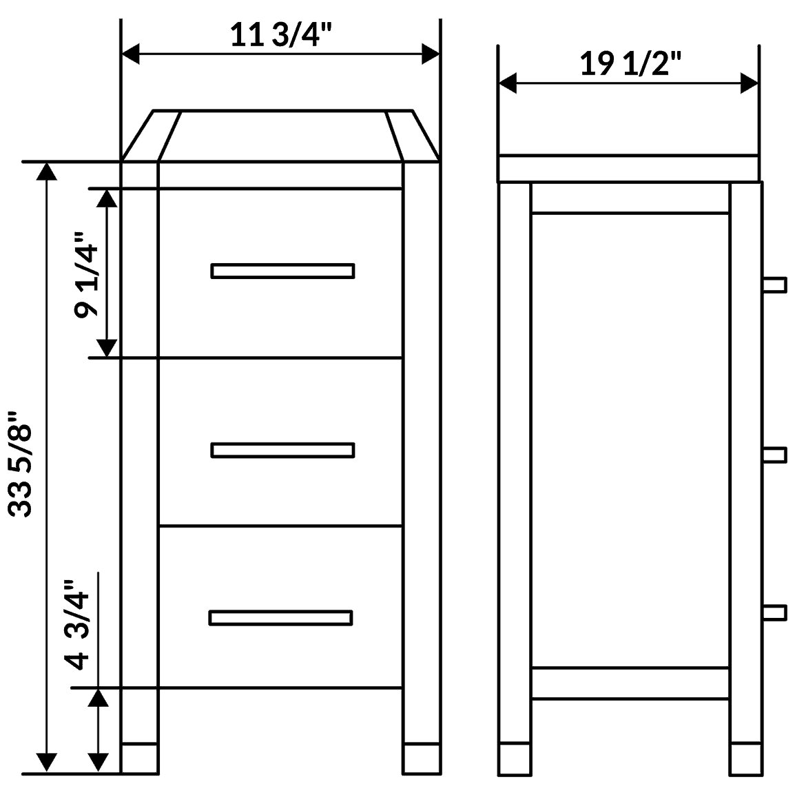 White 11 3/4 in. Wide Vanity Drawer Base S776