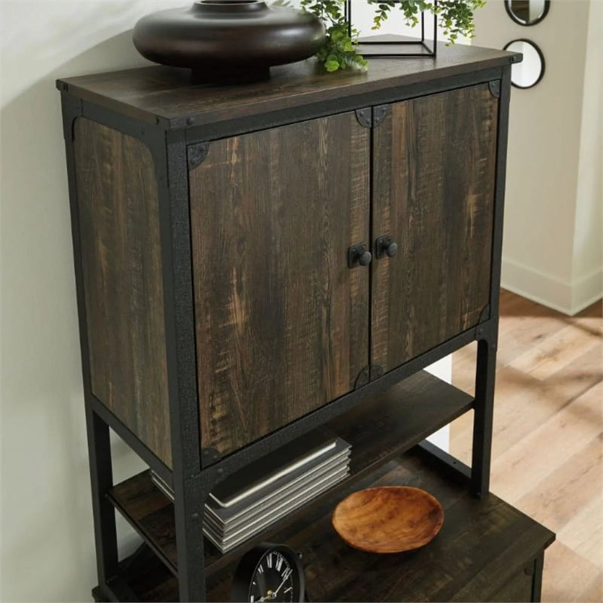 Engineered Wood Library Hutch in Carbon Oak Finish O102