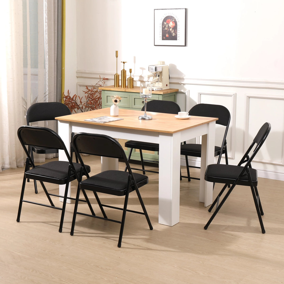 Black Fabric Upholstered Folding Chairs 6 Pack R839818