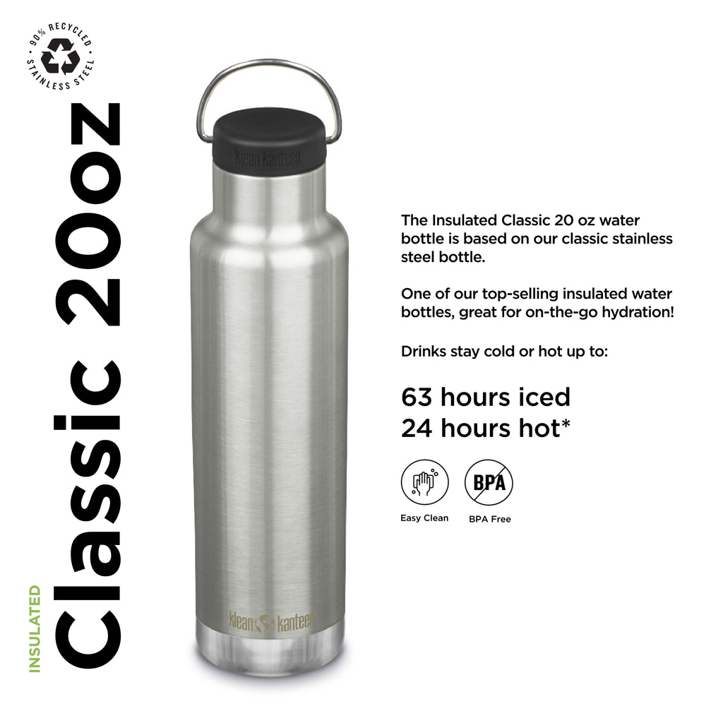 20 Oz Brushed Stainless Insulated Water Bottle H752